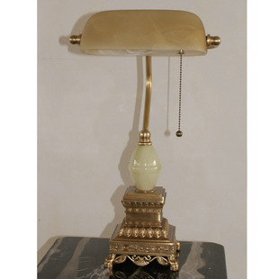 美式 铜台灯 高档奢华纯铜床头灯 卧室台灯具 欧式 玻璃灯罩台灯