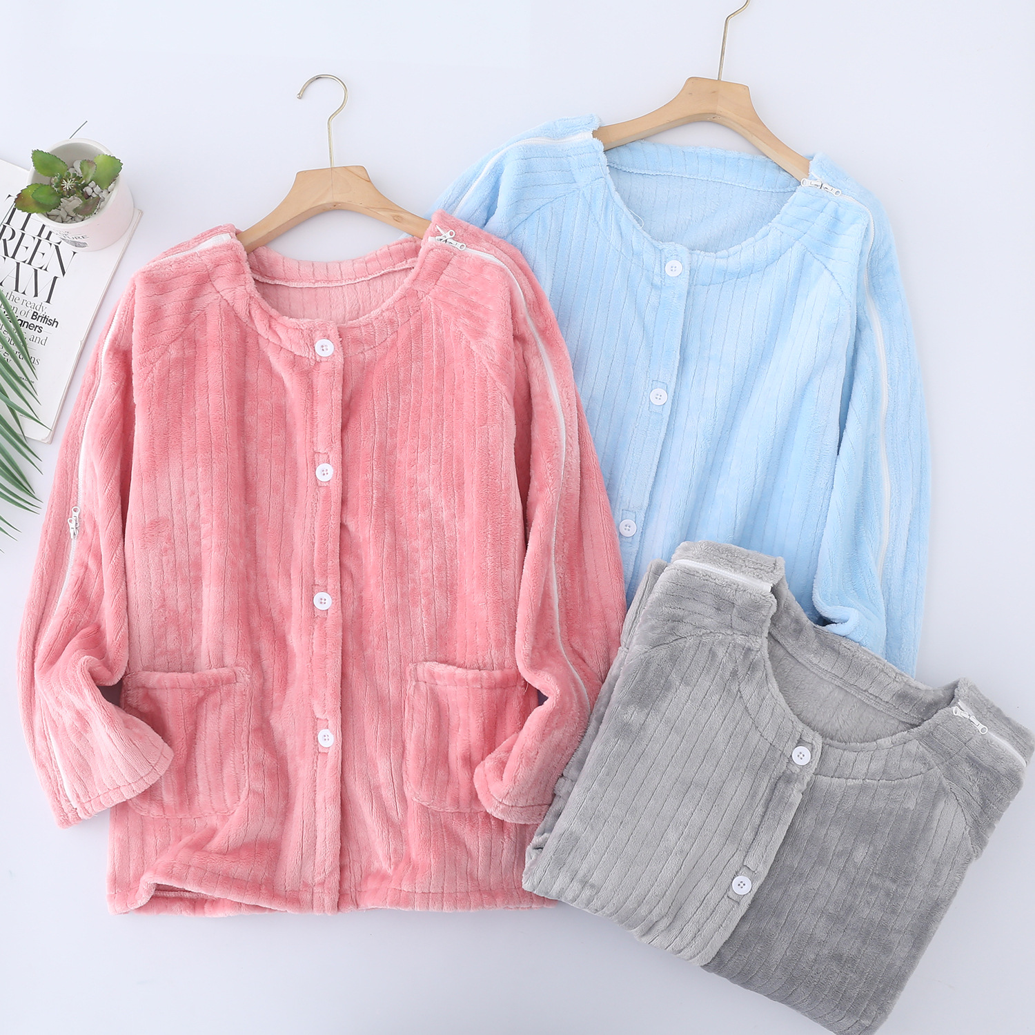 拉链式易穿脱病号服护理服骨折病人卧床瘫痪老人方便穿脱上衣长袖