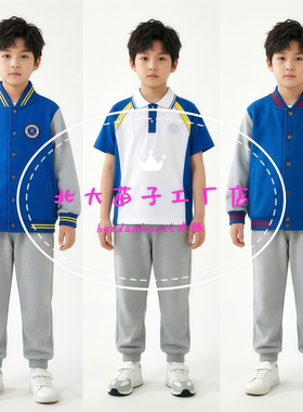济南市中区胜利大街小学校服套装灰色校裤天桥区清河实验短袖校服