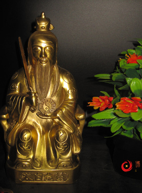 太白金星白帝子人物摆件黄铜