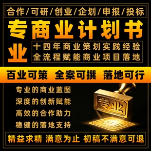 商业计划书代做企划书创业融资项目立项策划方案撰写路演PPT制作