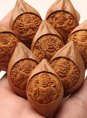 橄榄核大籽20mm手工雕刻大黑天不动明王单圈男女款文玩佛珠老油核