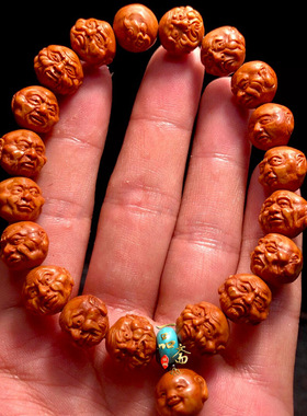 新品小籽十八罗汉手串男款盘玩文玩桃核龙纹核桃核雕18罗汉橄榄核