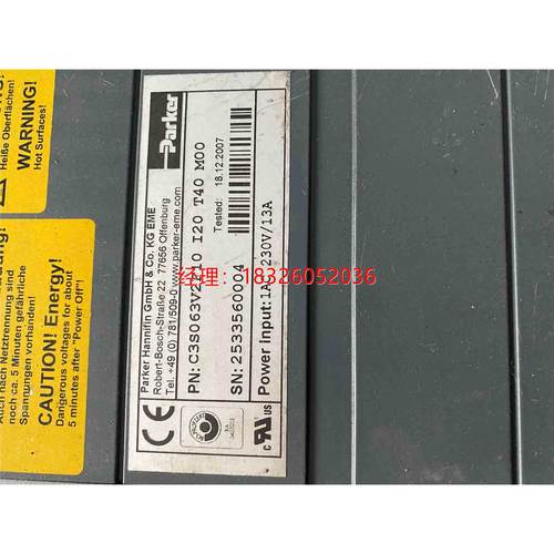 （议价）Parker伺服驱动器C3S063V2F10 I20 T40 M00原装拆机包好