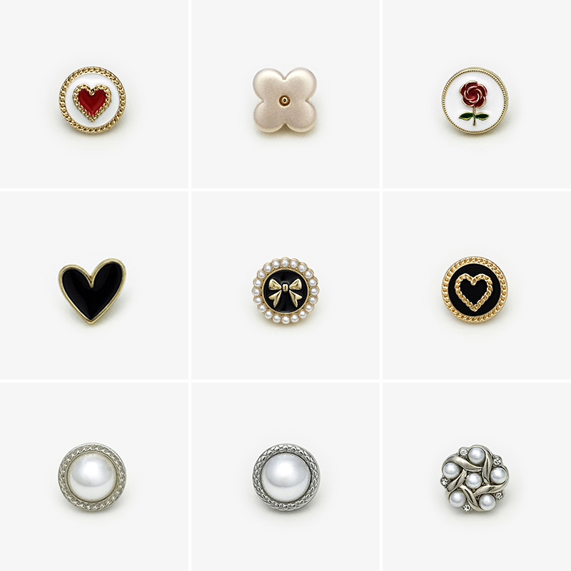 衬衫小扣子圆形桃心玫瑰花朵珍珠