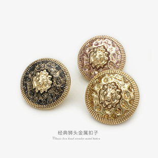 粉色黄色点油圆形扣子狮子头金属纽扣高端大衣风衣牛仔外套扣