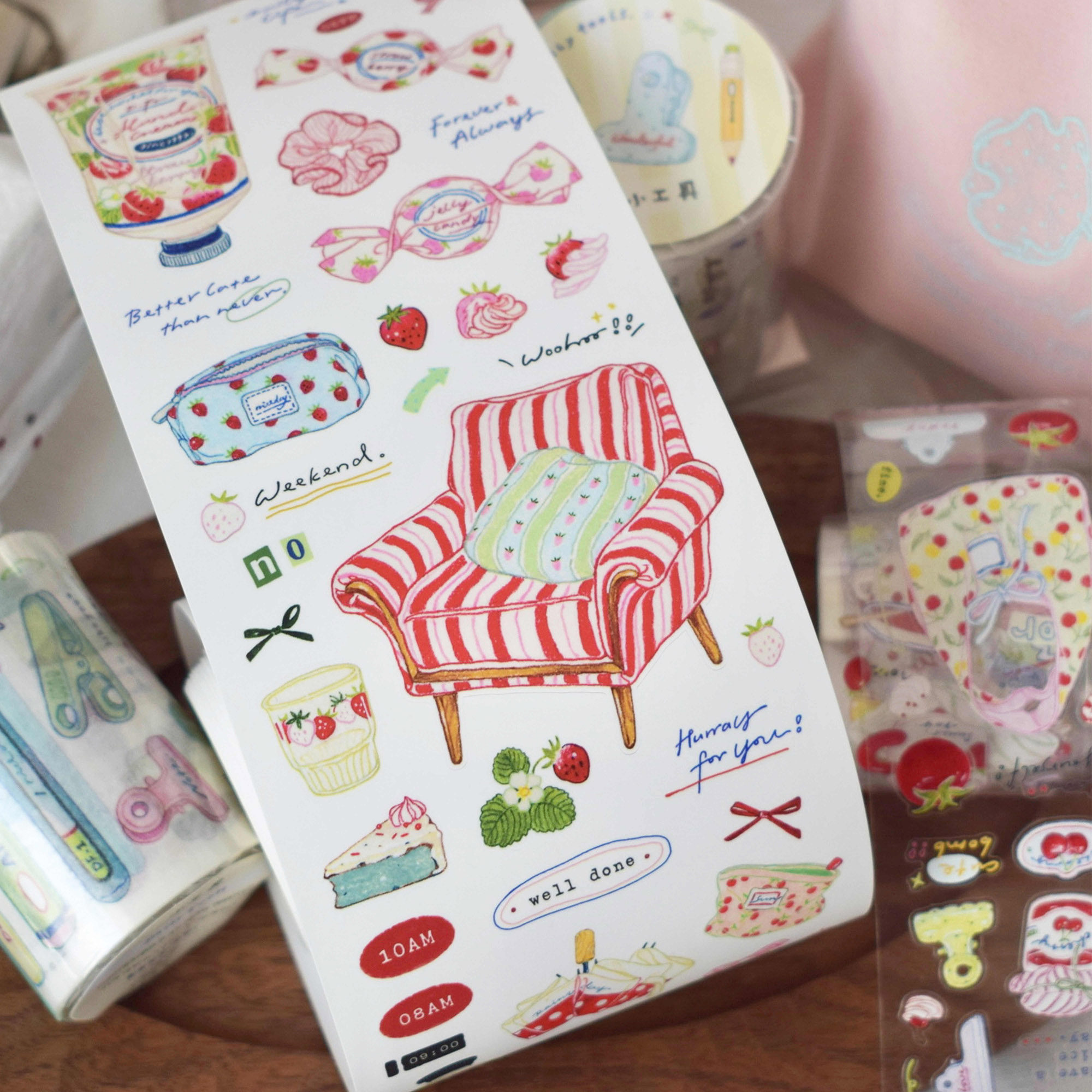 【分装】多弗 彩铅小物小日常小工具pet星光膜基础盐系切膜贴纸卷,文具电教/文化用品/商务用品,和纸胶带,淘宝优惠券,粉丝福利购,淘宝优惠卷