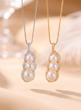 S925纯银新中式淡水珍珠项链女