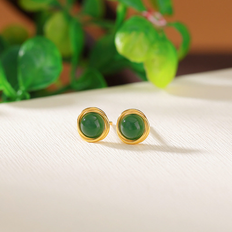 2025新款爆款s925纯银耳钉天然和田玉碧玉南红血珀蜜蜡简约耳饰女,饰品/流行首饰/时尚饰品新,耳钉,淘宝优惠券,粉丝福利购,淘宝优惠卷