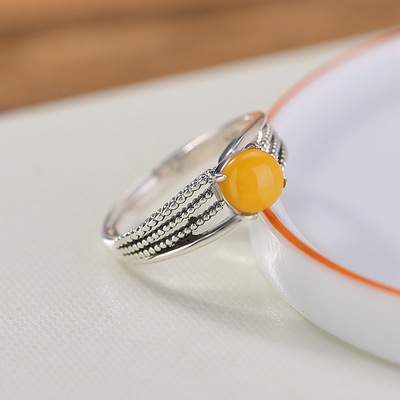 本月新品限时优惠几何蜜蜡戒指