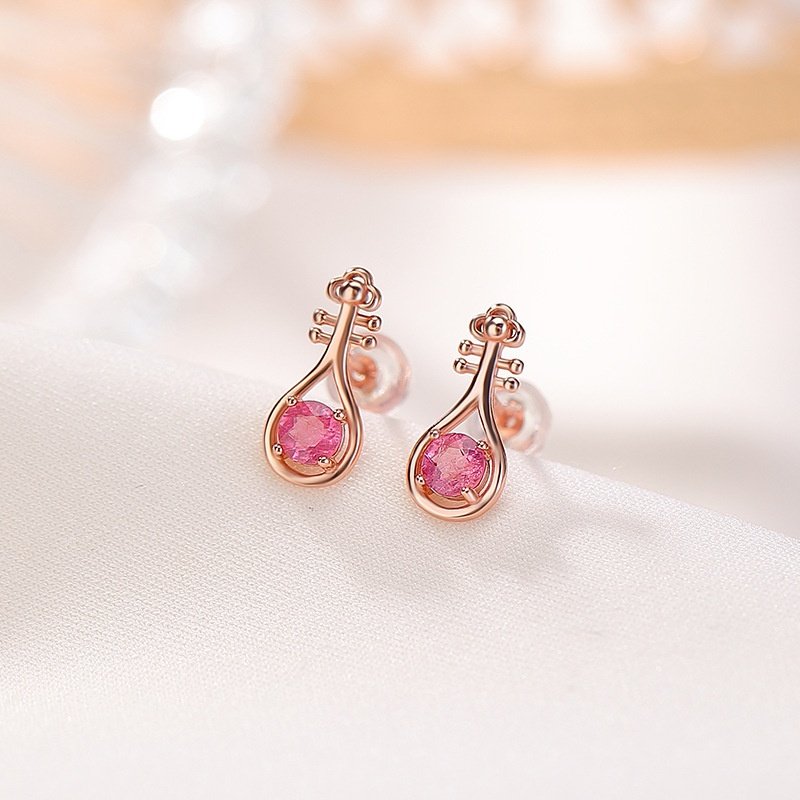 S925纯银镀玫瑰金碧玺复琵琶圆珠轻奢高级感新中式显白女耳钉爆款,饰品/流行首饰/时尚饰品新,耳钉,淘宝优惠券,粉丝福利购,淘宝优惠卷