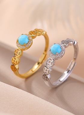 本月新品原矿绿松石戒指女款