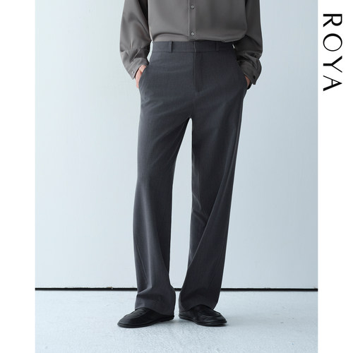 ROYA丨天丝羊毛混纺半松紧腰休闲西裤进口五金纯粹极简风流畅剪裁