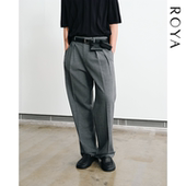 ROYA 毛麻混纺花纱肌理春 澳洲进口美丽诺羊毛亚麻双褶直筒西裤