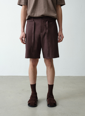 ROYA丨桑蚕丝人丝棉混纺休闲短裤抽带设计桑丝质地亲肤舒适通勤