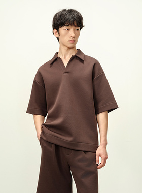 ROYA丨重磅双面空气层 POLO 短袖立体剪裁翻领优雅廓形张力运动