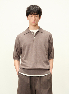 ROYA丨山羊绒棉混纺POLO毛织短袖微廓形短宽松羊绒混纺毛衣短袖