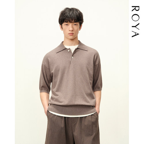 ROYA山羊绒棉混纺POLO毛织短袖
