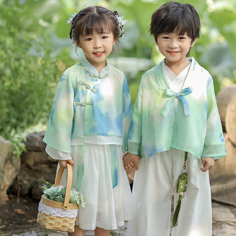 六一儿童节民族服装汉服表演服民国风幼儿园毕业照班服中国风唐装