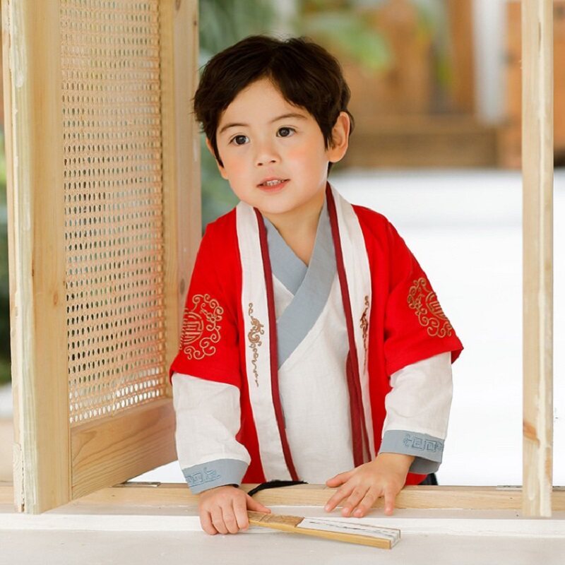 中秋季民族风儿童汉服男童古风帅气幼儿园国学表演服少爷唐装古装