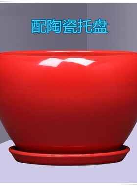 中国红花盆陶瓷红色大号特大号特价清仓简约吊兰创意绿萝多肉花盆