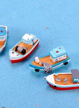 微景观盆栽生态瓶装饰小摆件创意摄影海景造景客厅小船地中海渔船