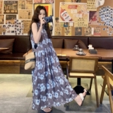 2025夏季新款时尚气质显瘦碎花连衣裙女设计感小众收腰显瘦长裙子，女装连衣裙，2D037