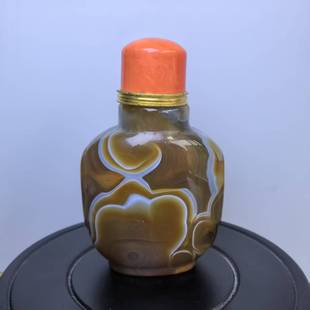 缠丝玛瑙鼻烟壶纯手工制作大尺寸小容量少数民族特色工艺品手把件