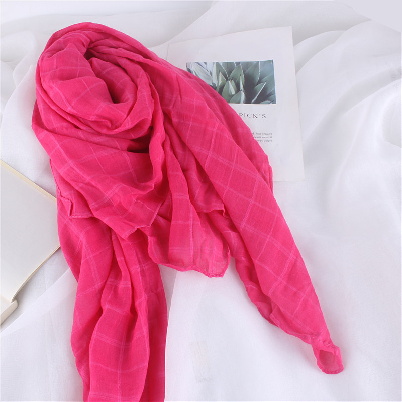 百搭棉麻格子披肩春秋冬季