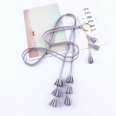 韩国百搭圆扣编织腰带女细装 饰腰绳子配裙连衣裙腰链流苏裙带简约