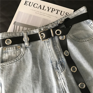 港风bf腰带女帆布青年学生情侣款装饰方扣男黑色皮带百搭牛仔裤带