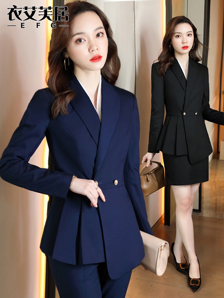 하이 엔드 블레이저 여성 봄 가을 2024 새로운 패션 비즈니스 복장 투피스 보석 매장 판매 부서 정장