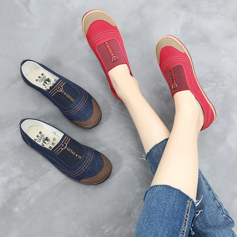 山东鲁泰鞋业帆布鞋女劳动工作鞋居家休闲一脚蹬懒人单鞋子耐磨