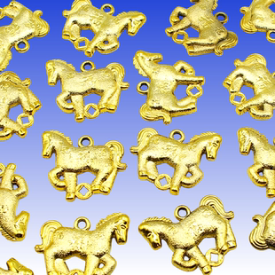 2026新款十二生肖马年小挂件镀金小马新年装饰塑料春节配件装饰