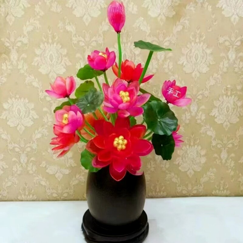 新品渐变色好运莲莲材料包diy创意手工串珠花家居商场摆件