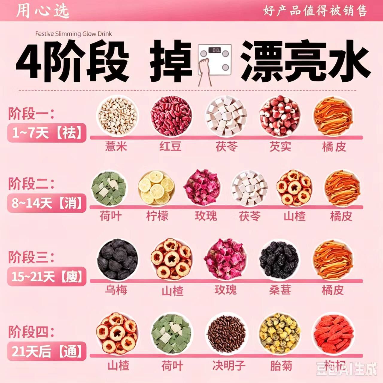 红豆薏米茯苓祛湿排毒排体内湿寒湿气重大肚腩减小腹荷叶山楂减肥茶刮油茶去湿气排油全身瘦肚子瘦身燃脂官方男性女士减肥专用正品