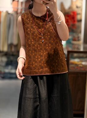 如眸原创设计香云纱马斜襟复古百搭新中式L1045