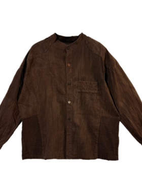 织厚原创设计手工纯棉手织布植物染老布衬衣长袖C0121