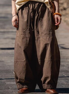 疯子张原创设计松紧腰纯棉套染休闲裤长裤08490