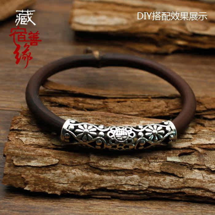중공 꽃 티베트어 실버 벤드 튜브 구멍 두께 6.5MM MILLIPEDA 팔찌 액세서리 벤드 튜브 액세서리 FUHUA LONG TUBE