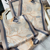 100桑蚕丝丝巾女装 双面双层真丝围巾 花卉系 饰领巾飘带长条丝巾