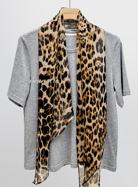 After 真丝乔其纱轻薄款气质豹纹飘逸100桑蚕丝围巾丝巾长条巾女
