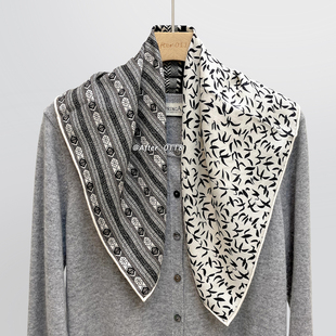 After 简约双面异色真丝羊毛桑蚕丝围巾丝巾中方巾女 循环独白