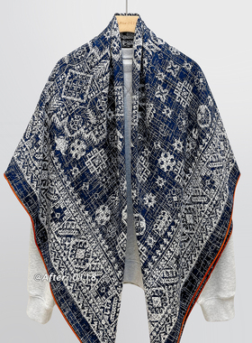 After 真丝羊毛!【云梦泽】绝美蓝色！复古桑蚕丝围巾丝巾披肩女