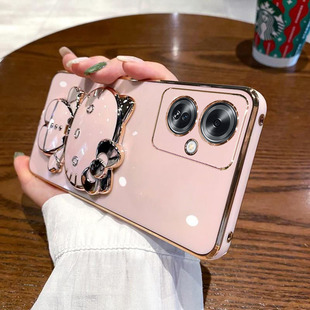 适用OPPO Reno11F手机壳防摔Reno11A日本版硅胶软卡通保护套CPH2603海外版个性创意KT猫补妆镜子支架可爱新款
