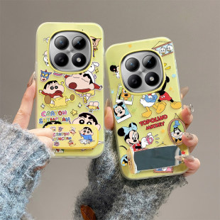 适用红米Note14Pro  5G手机壳防摔Redmi Note14 Pro 4G/5G保护套国际版硅胶个性创意卡通补妆镜子支架新款