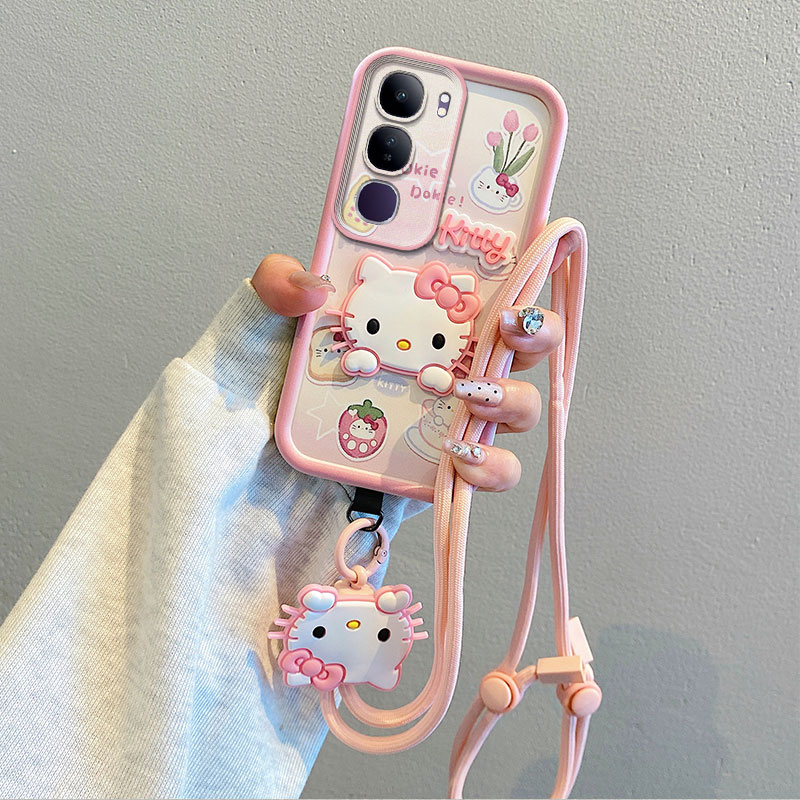 适用VIVO Y19S海外版手机壳防摔Y29 5G国际版硅胶保护套V2419软个性创意卡通挂脖绳子男女情侣可爱新款