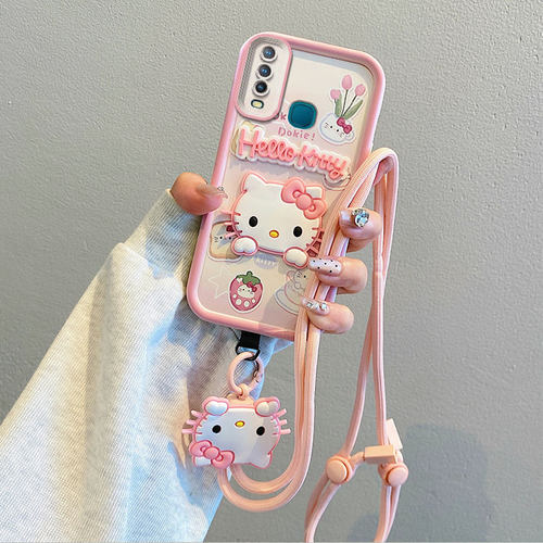 适用VIVO1904海外版手机壳气囊防摔硅胶保护套软个性创意卡通挂脖绳子男女情侣可爱新款