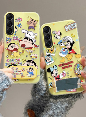 适用三星Galaxy A36 5G海外版手机壳A56 5G防摔国际版硅胶软保护套个性创意可爱卡通补妆镜子支架新款