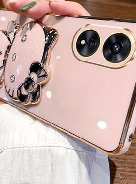 适用OPPO A60 4G海外版手机壳CPH2631防摔国际版硅胶卡通保护套海外版个性创意KT猫补妆镜子支架新款